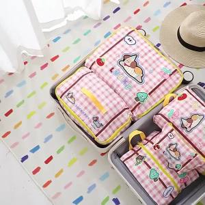 Large Capacity Travel Storage Bag  Cute Waterproof Cartoon Portable Clothes Underwear Shoes Luggage Storage Bag With Zipper