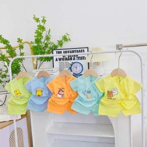 Sét 5 bộ quần áo cộc tay thun cotton cho bé sơ sinh đến 7 ký nhiều màu cho bé yêu