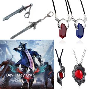 เกม May Cry พวงกุญแจ DMC 5 Dante Nero Rebellion Awakening Red Queen จี้โลหะผู้ถือปีศาจผู้หญิงผู้ชายเครื่องประดับ