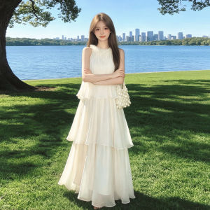 Karrar betsey | Đầm Phong Cách Công Chúa Chiffon Trắng Không Tay Dây Kéo