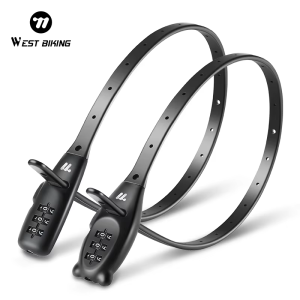 WEST BIKING Portable Bicycle Lock Cable Tie Zinc Alloy Password Lock Anti-Theft Bike Helmet Lock Freely Adjustable Rope Lock