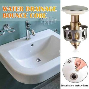 Universal Stainless Steel Sink Up Drain Stopper Basin Bathroom Lavatory Kitchen Bathtub Accessories Cap Washbasin Plug Brass Washbasin Bounce 35mm