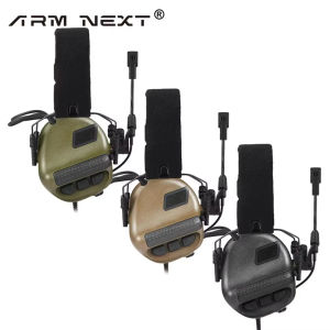 ARMNEXT F10shooting earmuffs tactical electronic noise reduction headphones with helmet arc rail adapter with Kenwood PTTadapter