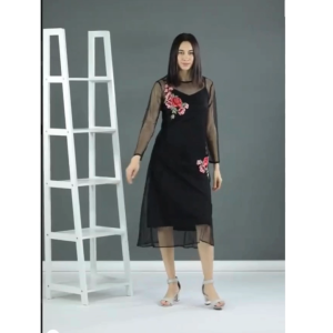 Black Mesh Maxi Dress-readystock in sg-short maxi dress