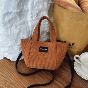 Fashionable Corduroy Bucket Bag Womens Handbag Shoulder Crossbody Bag Commuter Stylish Versatile Single Strap Trendy