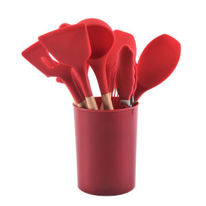 Silicone Wood Handle Utensil Set 12 Pieces