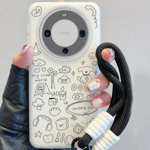 Cartoon Graffiti Line Phone Case Compatible with Honor X60I X40GT X30 X20SE Huawei V40 V30 Anti-Fall Matte Protection Shell
