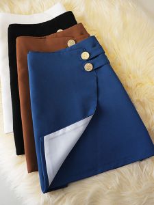 High Waist A-Line Mini Skirt for Women Summer New Style Pure Color Asymmetrical Slimming Fashion Simple Short Skirt