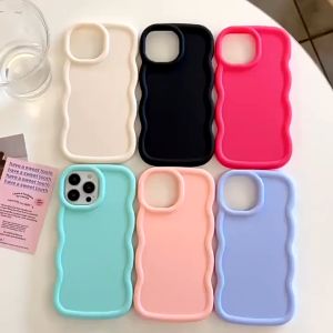 Macaron คลื่นลูกใหญ่ เคสโทรศัพท์สำหรับ for iphone 13 15 11 12 14 Pro Max XR X XS Max 7 8 PLUS 14PLUS SE2 SE3 ฝาครอบโทรศัพท์กันกระแ