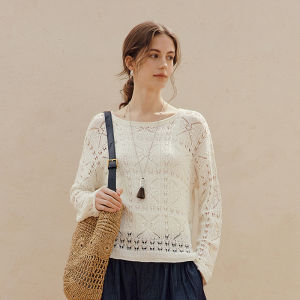 INMAN | Lace Hollow Out Loose Knit Top