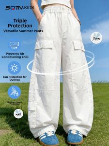 SQTN.KIDS | Cool and Mosquito-Repellent Girls Summer Thin Pants