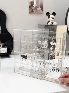 Jewelry Storage Box Plastik Kotak Simpanan Earring Shelf Holder Bracelet Holder Display 首饰收納盒 ins 風