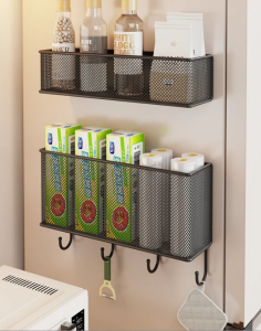 Magnetic No-Drill Kitchen Refrigerator Side Organizer Rack