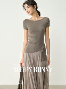 Slim Fit Elegant Strap Design Short Sleeve Sweater
