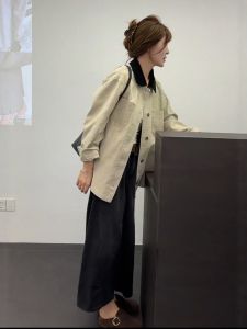 Trendy Design Baln Style Womens Casual Loose Mid-long Trench Coat Jean Jacket