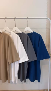 เสื้อยืดโอเวอร์ไซซ์ คอกลม สีพื้น ผ้าคอตตอน100%  ทรงหลวม ตัวใหญ่ ใส่สบาย ไม่ร้อน พร้อมส่งจากไทย