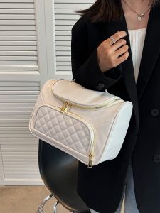 Fashionable Thickened Waterproof Womens Makeup Bag Portable Large Capacity Cosmetic Storage Bag Pure Color Travel Toiletry Bag