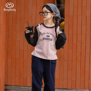 Chic Long Sleeve Shoulder Insert T-Shirt for Girls Autumn Casual Sporty Trendy Base Layer Shirt Bandocin Original Design Cotton