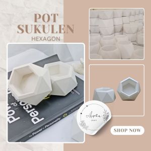 Pot tempat lilin dan sukulen hexagon