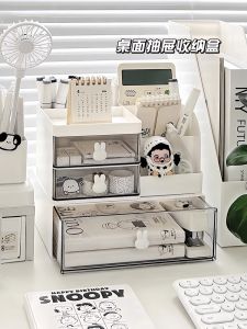 Desktop Organizer Drawer Style Acrylic Storage Box Office Workstation Stationery Miscellaneous Item Sorting Box Transparent