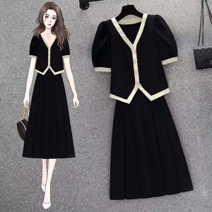 Summer New Short Sleeve V-Neck Loose Fit Black White Shirts Womens Casual Style Polyester Blend Polyester Spandex Blouse