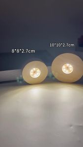 RGB 8cm 10cm small night light round Wood Base Stand Pedestal 3D Night Lamp Crystal Wooden Base