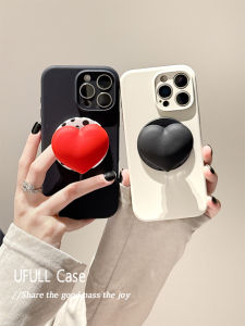 Ufull Luxury Liquid Silicone Stereo Heart Shape Phone Case for Apple 17Promax iPhone 13 New Model 15 Women 14Pro Magnetic Stand 16Pro Frosted Anti-Fall Shell