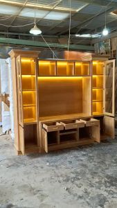 Tủ Kệ tivi 2 tầng gỗ sồi tự nhiên 2m17 cao 2m