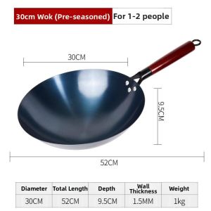 Non-stick Uncoated Cast Iron Wok