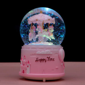 Rotating Music Box Snowing Glowing Crystal Ball