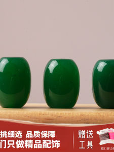 ลูกปัดมัมมี่สีเขียวธรรมชาติ ลูกปัดสามทาง เครื่องประดับพุทธศาสนา เครื่องประดับแฟชั่น อุปกรณ์งานฝีมือ DIY