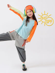 เสื้อยืดคอกลมแขนยาวแห้งเร็วสำหรับเด็ก ฤดูใบไม้ผลิ ฤดูใบไม้ร่วง ฤดูหนาว สำหรับเด็กชายและเด็กหญิง วัสดุโพลีเอสเตอร์