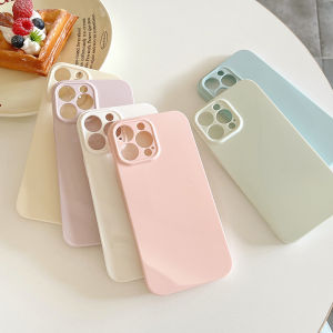 CrashStar Light Color Solid Color Thin Glossy Silicone Soft Phone Case For iPhone 15 14 Pro Max Plus 13 12 11 Pro Max Simple Shockproof Phone Casing Cover With Full Cover Lens Camera Protection Hot Sale