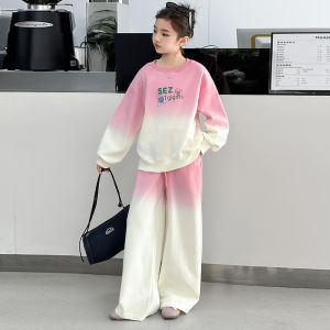 MPW | Spring Casual Sportswear Hoodie Set For Girls Gradient Color Two-Piece Ensemble Comfortable Breathable Antibacterial Clothing