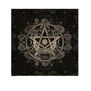 VIKAMA Đen Oracle Mat Tarot Khăn Trải Bàn Chiêm Tinh Học Phù Thủy Bàn Thờ Vải Phong Cách Hiện Đại Có Thể Giặt Bằng Máy Polyester Bàn Ăn Thảm