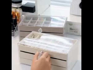 MD-K148 Kotak Perhiasan Wanita 3 Laci Jewelry Box dengan Sekat Serbaguna / Tempat Penyimpanan Cincin Kalung Anting Multifungsi / Rak Perhiasan 3 Tingkat Import