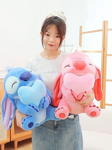 gấᴜ Bông Stich Ôm Kem Stick Hồng Ôm Tim đồ chơi nhồi bông Stich quà tặng sinh nhật cho bé cute