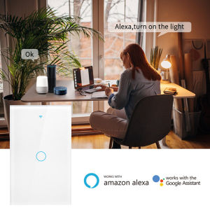 Tuya Smart Life Light Switch US 1/2/3/4 Gang No Neutral Wire Touch Sensor LED Light WiFi Smart Wall Switch For Alexa Google Home