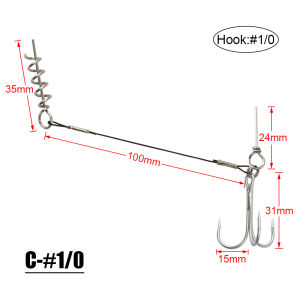 Spinpoler Stinger Wire Trace Leader With Screw Treble Hook For Soft Bait Shad Perch Trout Rubber Fishhook Predator Tackle 3pcs