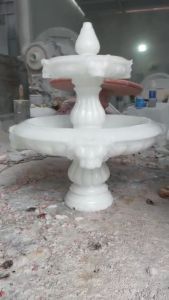 Thác nước phong thủy luân hồi đài phun nước sư tử đá cẩm thạch trắng để sân vườn hồ cá - Cao 1 m