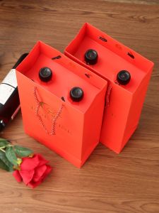 Double Bottle Wine Packaging Box Handheld Red Wine Bag Gift Box Universal Wine Bottle Carrier Handbag Style Wine Shipping Case