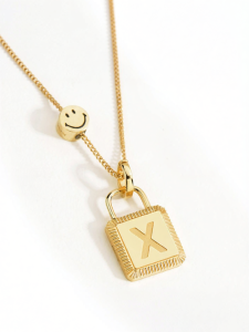Customized Smile Pattern Lock Pendant Necklace