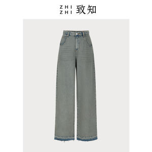 ZhiZhi American Style Loose Fit Straight Leg Denim Jeans Womens Spring Summer Vintage Long Pants Casual High Waist Cotton