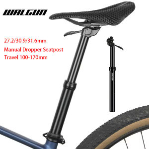 Walgun Bicycle Manual Dropper Seatpost 27.2mm/30.9mm/31.6mm MTB Road Bike Seat Tube Hydraulic Height Adjustable 100-170 Travel