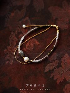 Double Layer Crystal Bracelet Natural Pearl Womens Style Ethnic New Chinese High-End Feeling Best Friend Gift Bracelets