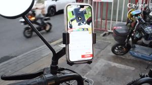 Ceyes Alluminum Alloy Phone Mount Holder Bracket Anti-slip for Motorcycle Bicycle Electric Scooter Rearview mirror phone holder