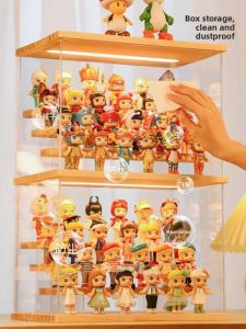 Illuminated Acrylic Display Cabinet Wooden Dustproof Storage Box Transparent Bubble Display Stand for Figurines And Collectibles