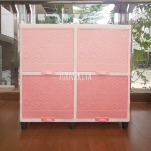 LEMARI PLASTIK CLUB FLIP SUSUN 2 DENGAN 4 RAK SERBAGUNA [CLBBOX]