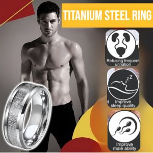 Mens Titanium With Frosted Pattern Health Care Ring Rime Pattern Titanium Steel Ring Healthy Titanium Ring Long-Lasting Gloss