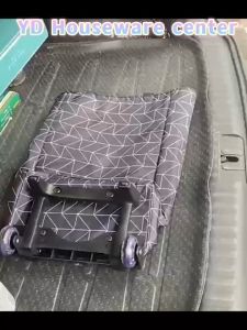 【Four Styles】Trolley bag folding With wheel Push cart Stroller for market 40KG Shopping cart trolley grocery artifact Black Stripe Fox Single layer Double layer Labor saving cart